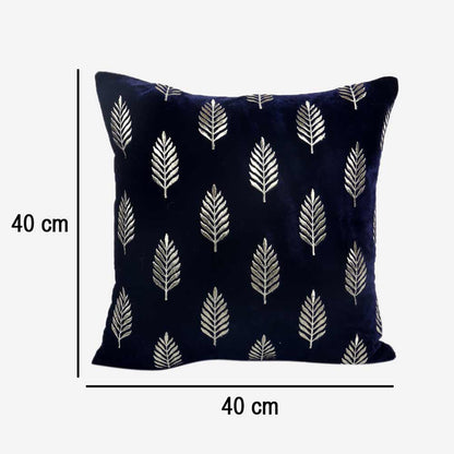 Cushion, Palm Decorative Cushion Covers, Exclusive Zari Embroidered Design Velvet Living Room Cushion Covers, 16x16inch Blue Sofa Cushion Cover, Cushion - EL15260