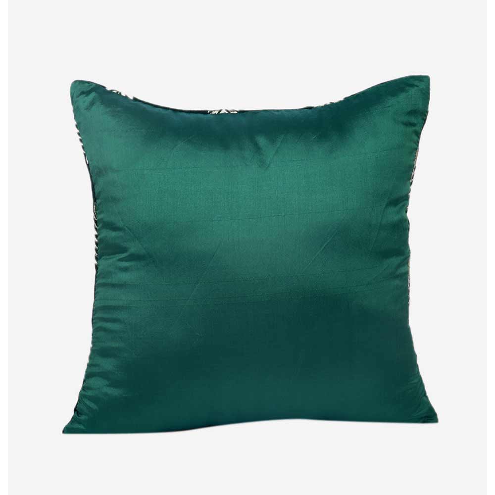 Cushion, Palm Decorative Cushion Covers, Exclusive Zari Embroidered Design Velvet Living Room Cushion Covers, 16x16inch B. Green  Sofa Cushion Cover, Cushion - EL15261