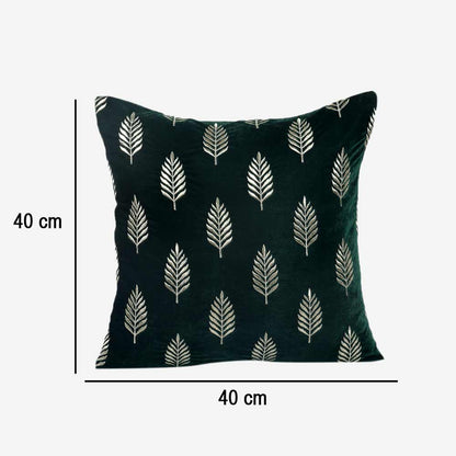 Cushion, Palm Decorative Cushion Covers, Exclusive Zari Embroidered Design Velvet Living Room Cushion Covers, 16x16inch B. Green  Sofa Cushion Cover, Cushion - EL15261