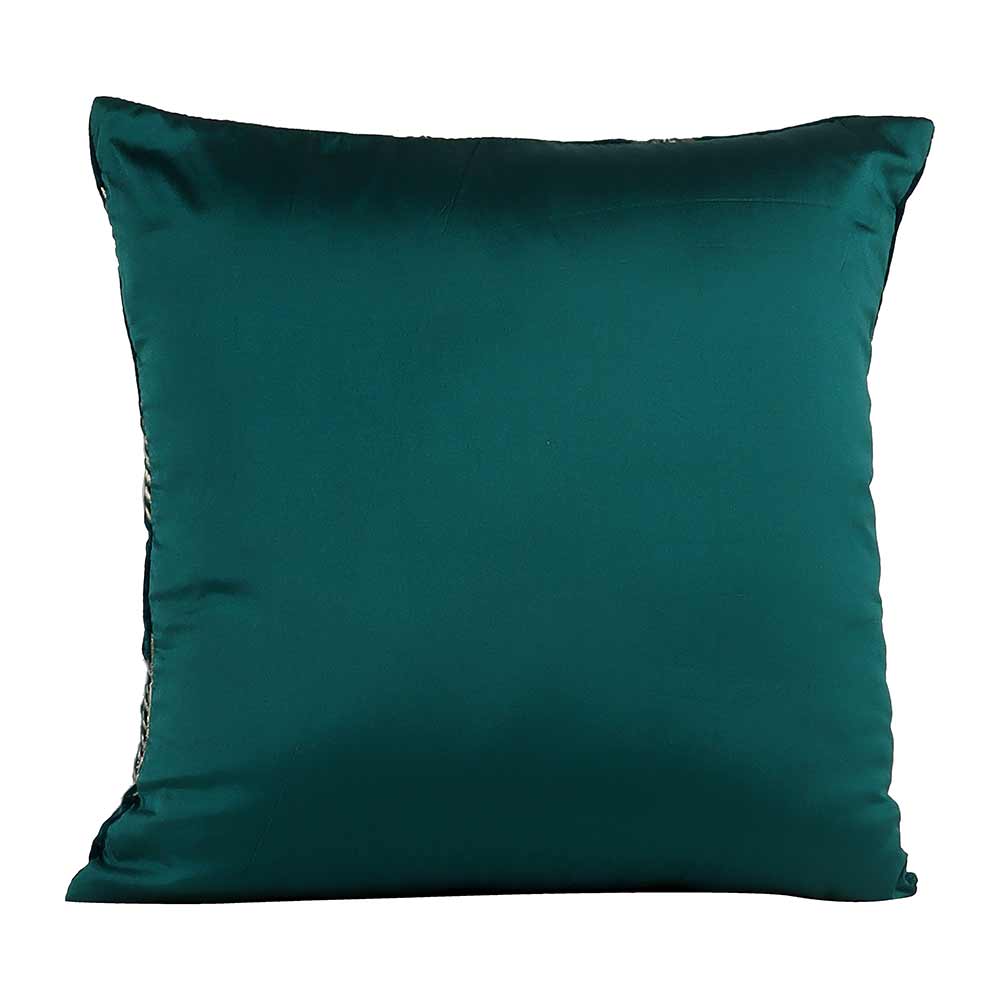 Cushion, Palm Decorative Cushion Covers, Exclusive Zari Embroidered Design Velvet Living Room Cushion Covers, 16x16inch Turquoise Sofa Cushion Cover, Cushion - EL15263