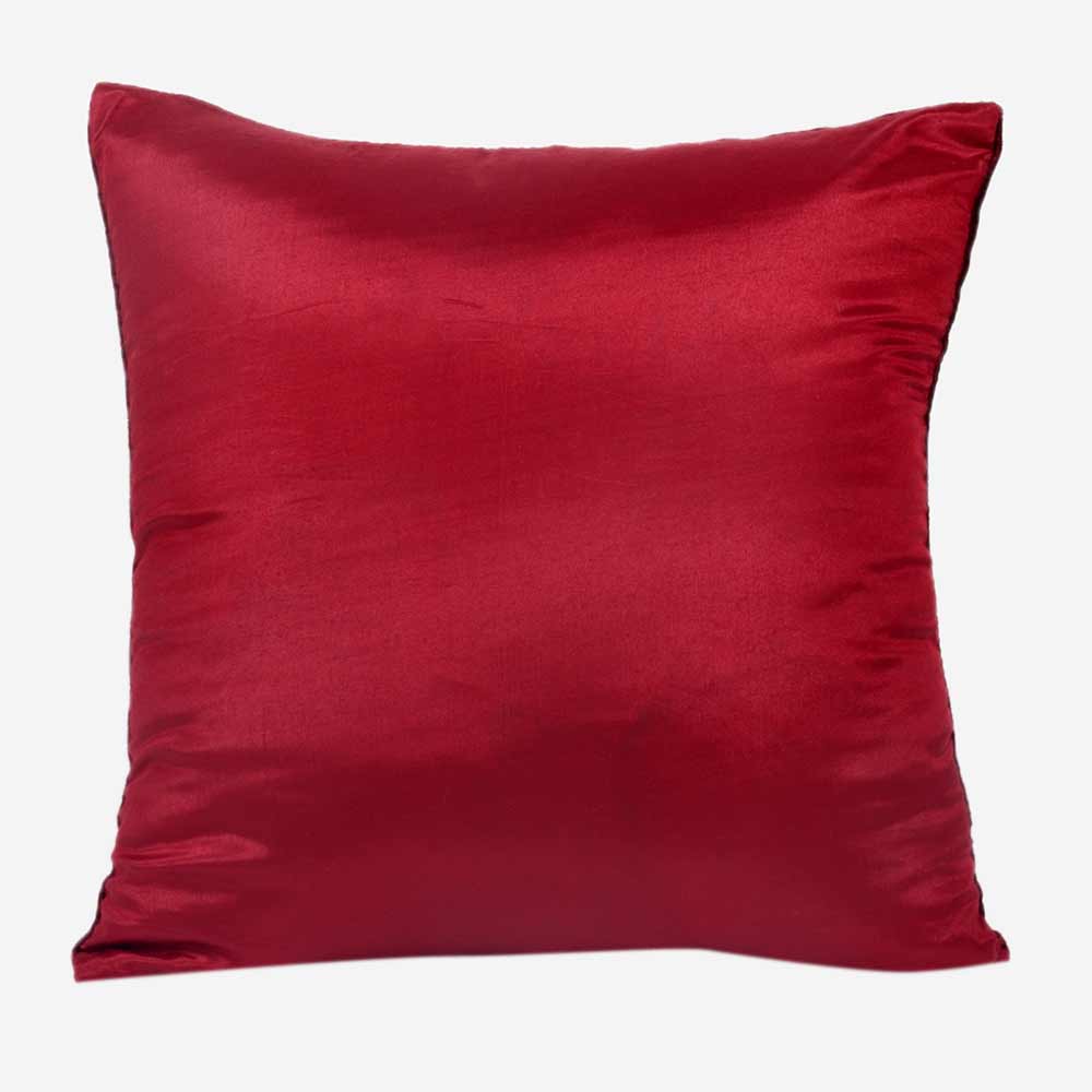 Cushion, Palm Decorative Cushion Covers Exclusive Zari Embroidered Design Velvet Living Room Cushion Covers 16x16 Wine Sofa Cushion Cover, Cushion - EL15264