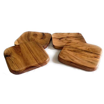 PT01, Serving Wooden Small Size Plates(Set of 4 plates)made of Acasia wood. Use it to serve salad, dry fruits or snacks or fruits, Plates - EL15270