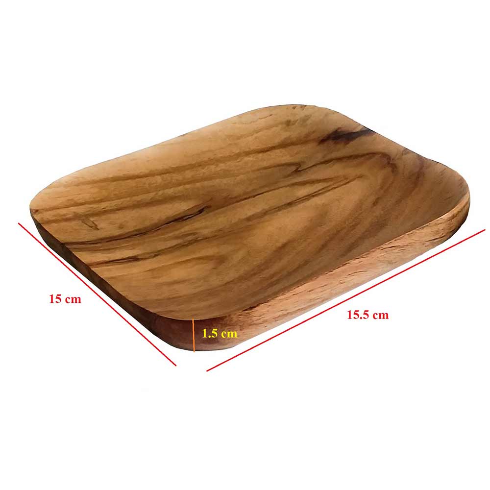 PT01, Serving Wooden Small Size Plates(Set of 4 plates)made of Acasia wood. Use it to serve salad, dry fruits or snacks or fruits, Plates - EL15270