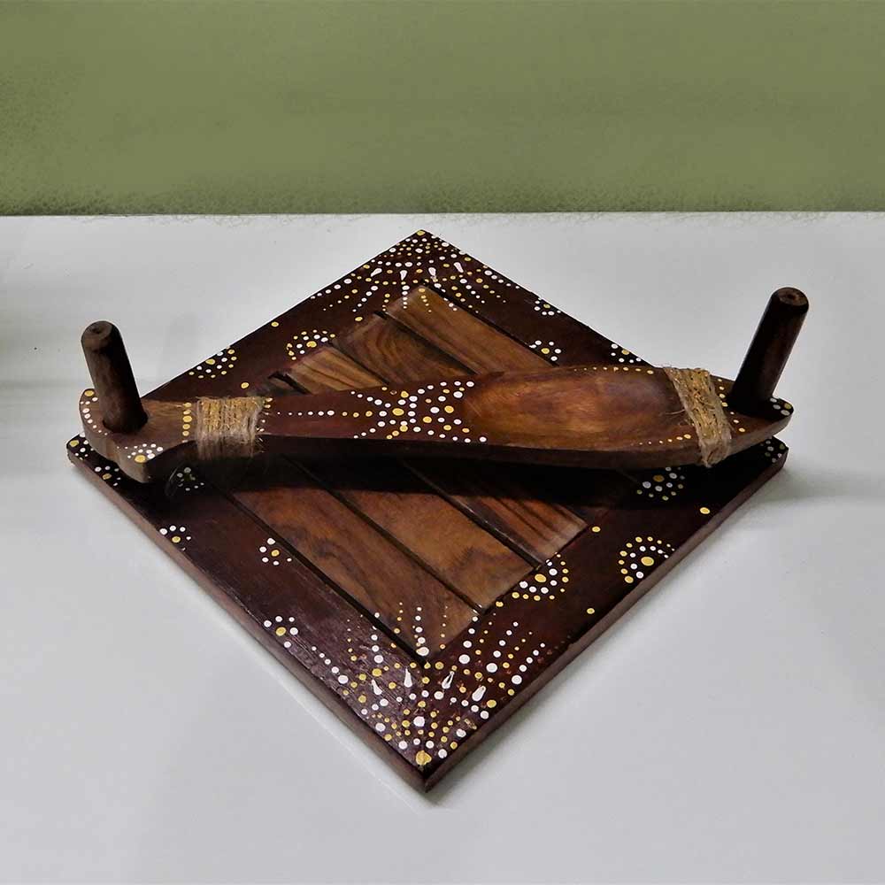 Tissue paper napkin holder with toothpick organizer hand painted artistic design in brown color, Tissue Holder - EL15273