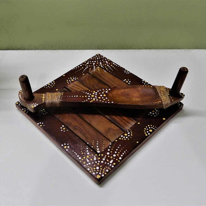 Tissue paper napkin holder with toothpick organizer hand painted artistic design in brown color, Tissue Holder - EL15273