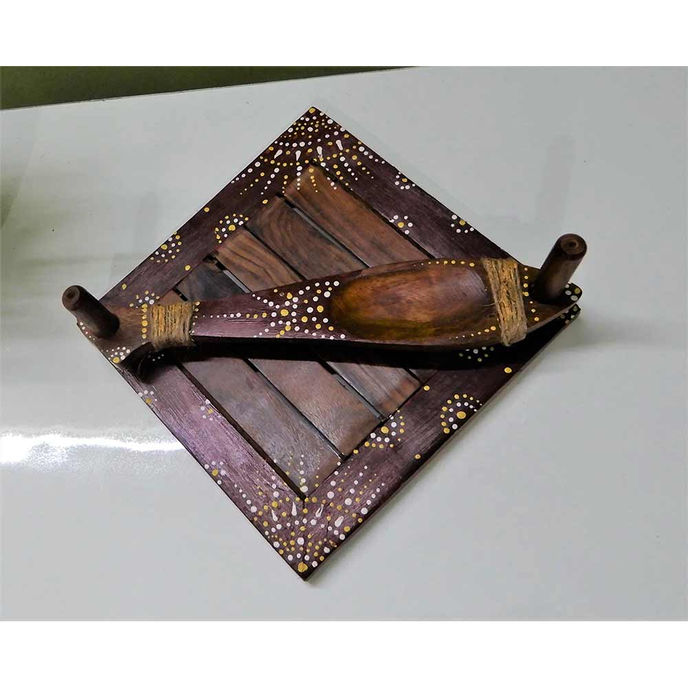 Tissue paper napkin holder with toothpick organizer hand painted artistic design in brown color, Tissue Holder - EL15273