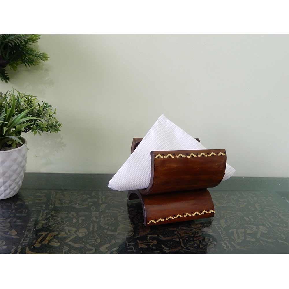 TS002b, Bamboo Tissue Holder with handpainted design completely handcrafted bamboo Tissue Paper napkin organizer (Coffee Color), Tissue Holder - EL15276