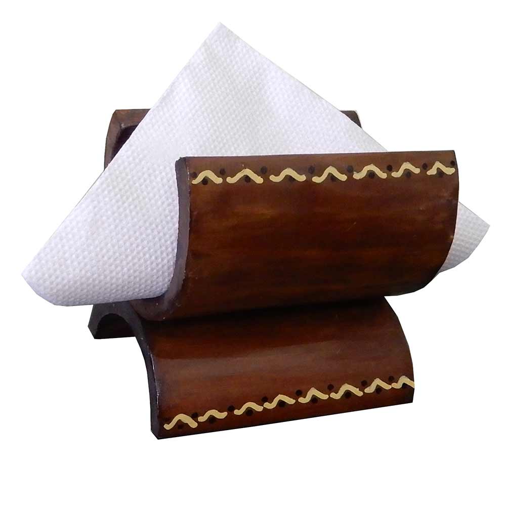 TS002b, Bamboo Tissue Holder with handpainted design completely handcrafted bamboo Tissue Paper napkin organizer (Coffee Color), Tissue Holder - EL15276