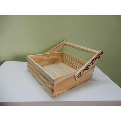 TW014, Pine Tray with Handle with a beautiful Floral Handpainted Design on Premium Quality Wood, Tary - EL15282