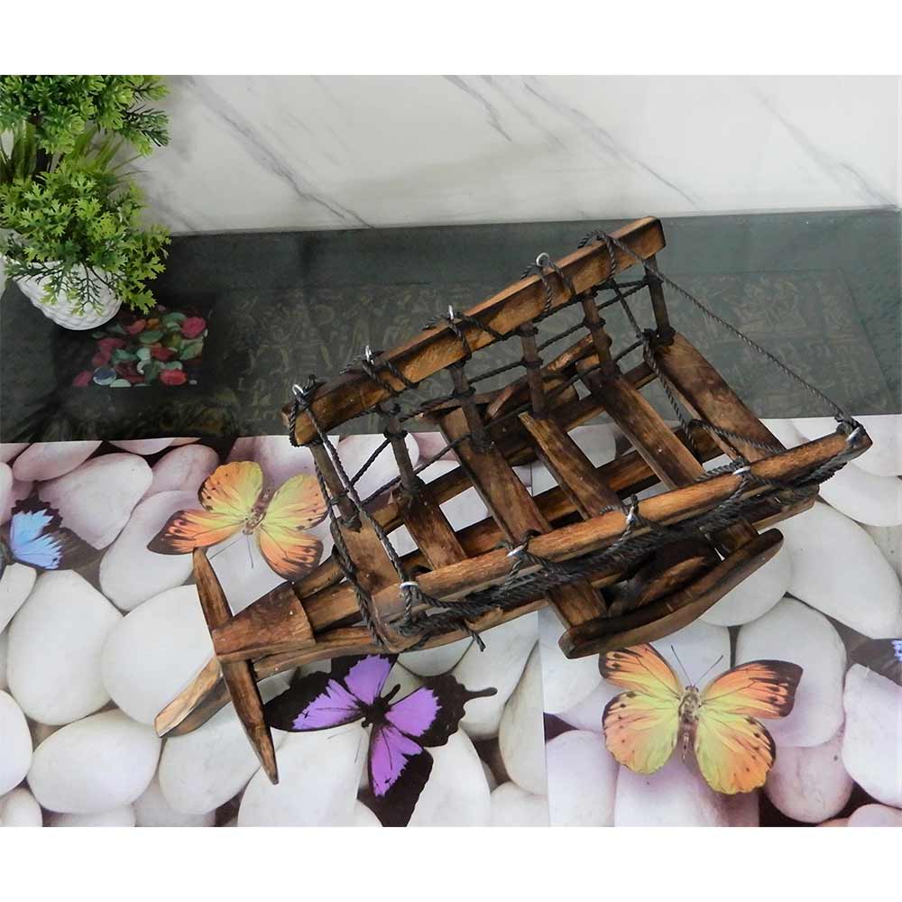 W0013, Wooden Cart use it as a D�cor item or Fruit basket, table organizer, Serving Tray or Wine Bottle holder, Tray - EL15284