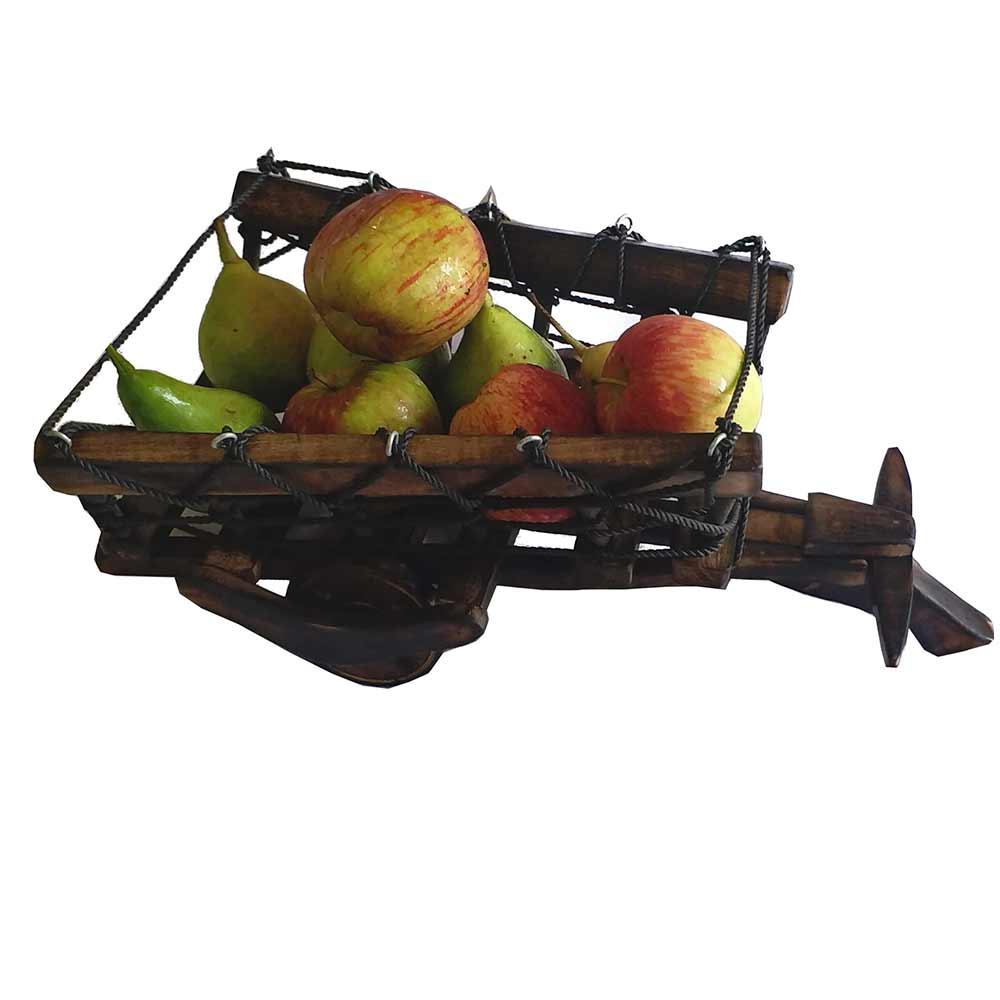 W0013, Wooden Cart use it as a D�cor item or Fruit basket, table organizer, Serving Tray or Wine Bottle holder, Tray - EL15284