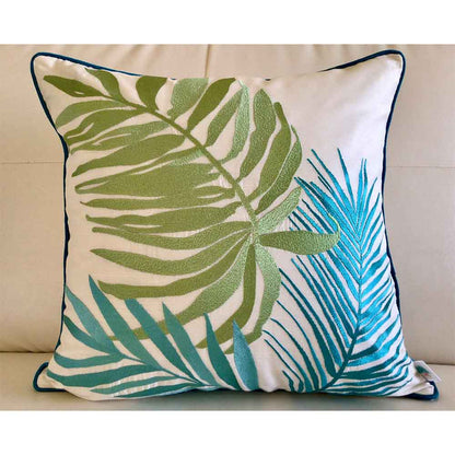 Cushion Covers(TSHPSB02M), Palm Springs-  Embroidered Cotton Silk Cushion Cover- Aqua Blue- Set of 2, Cushion Covers - EL15290