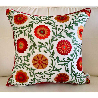 Cushion Covers(TSHEFM02M), Shaan-e-Gulmarg-  Embroidered Cotton Silk Cushion Cover- Multicolor- Set of 2, Cushion Covers - EL15293