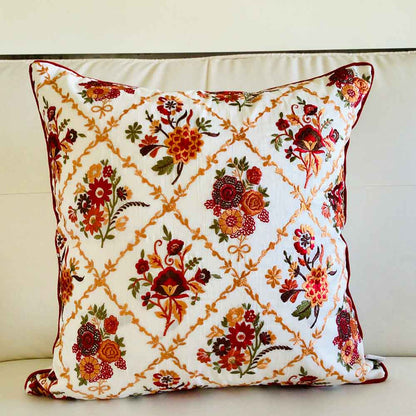 Cushion Covers(TSHEVM02M), Victoria- Embroidered Cotton Silk Cushion Cover- Multicolor- Set of 2, Cushion Covers - EL15295