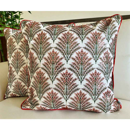 Cushion Covers(TSHESO02M), Shimmering Ferns- Embroidered Cotton Silk Cushion Cover- Multicolor- Set of 2, Cushion Covers - EL15299