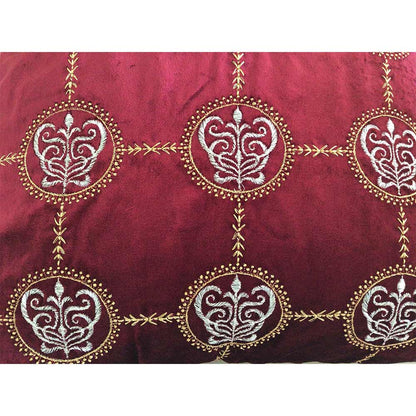 Cushion Covers(TSHVCRS01M), Cleopatra- Embroidered Luxury Velvet Cushion Cover- Wine Red- Set of 1, Cushion Covers - EL15337