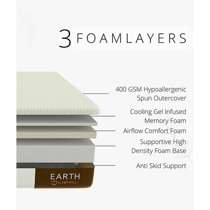 Mattress, (EA-10-7866) Sleephill Earth Orthopedic Cool Gel Memory Foam Mattress - Queen Bed Size,, Mattress - EL15607