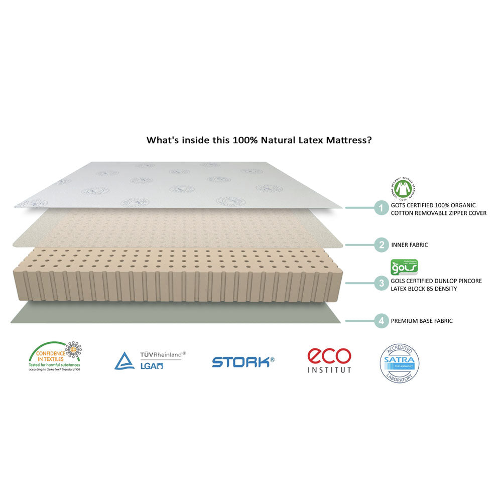 Mattress, (BEMFW8HF83TFCUMA)  Dreamer 100% Natural Latex Foam Mattresss, Mattress - EL15672