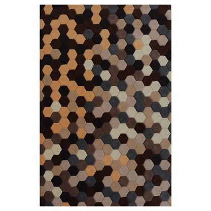 Rugs, (Presto) ICHT1002C2X5, Brown, Gold & Grey Geometric Hand Tufted Wool Carpet-EL15880-22X55 inches