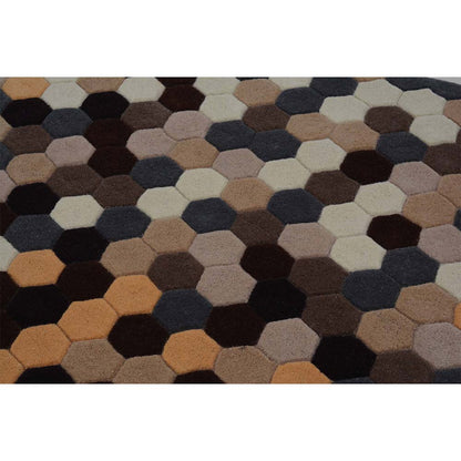 Rugs, (Presto) ICHT1002C2X5, Brown, Gold & Grey Geometric Hand Tufted Wool Carpet-EL15880-22X55 inches