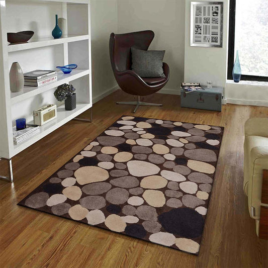 Rugs, (Presto) ICHT1012C2X5, Brown and Beige Nature and Floral Hand Tufted Wool Carpet-EL15883-22X55 inches