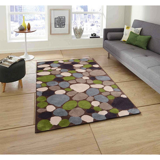 Rugs, (Presto) ICHT1018C2X5, Green, Beige and Brown Nature and Floral Hand Tufted Wool Carpet-EL15884-22X55 inches