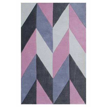 Rugs, (Presto), ICHT1054C3X5, Pink, Grey and Ivory Geometric Hand Tufted Wool Carpet-EL15896-36X60 inches