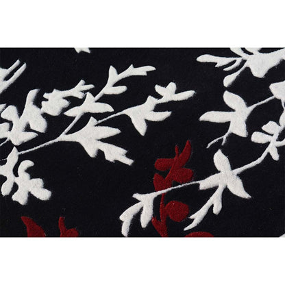 Rugs, (Presto), ICHT1101C4X6, Red, White & Black Floral Hand Tufted Wool Carpet-EL15906-48X74 inches