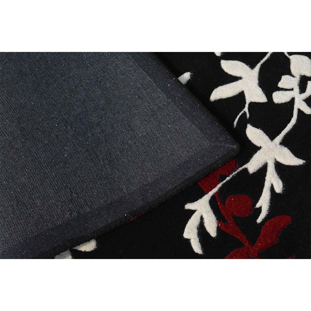 Rugs, (Presto), ICHT1101C4X6, Red, White & Black Floral Hand Tufted Wool Carpet-EL15906-48X74 inches