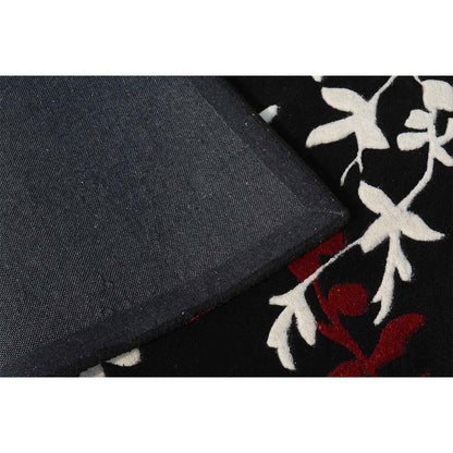 Rugs, (Presto), ICHT1101C4X6, Red, White & Black Floral Hand Tufted Wool Carpet-EL15906-48X74 inches