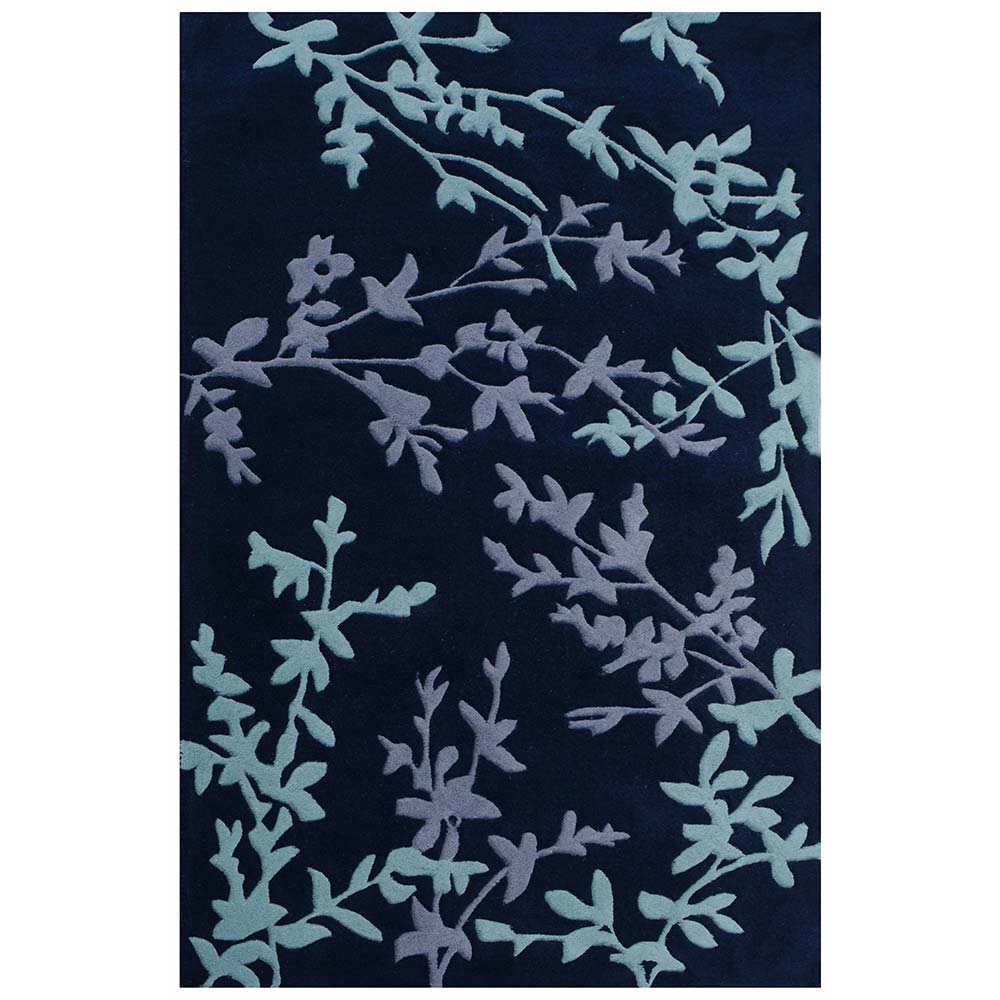 Rugs, (Presto), ICHT1109C4X6, Blue & Grey Floral Hand Tufted Wool Carpet-EL15908-48X74 inches