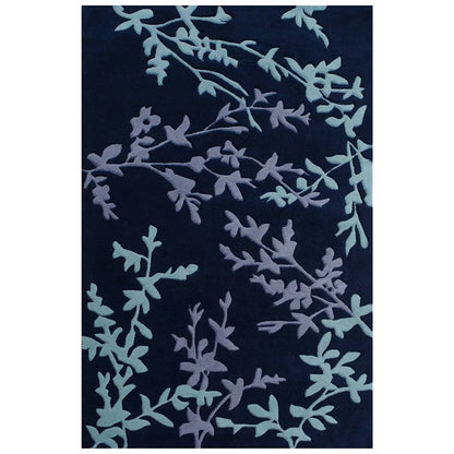 Rugs, (Presto), ICHT1109C4X6, Blue & Grey Floral Hand Tufted Wool Carpet-EL15908-48X74 inches