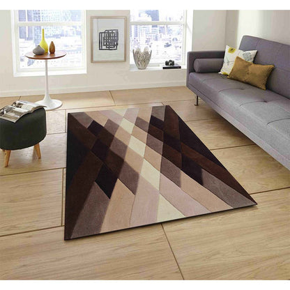 Rugs, (Presto), ICHT1122C5X8, Brown, Beige and Ivory Abstract Hand Tufted Wool Carpet-EL15913-60X96 inches