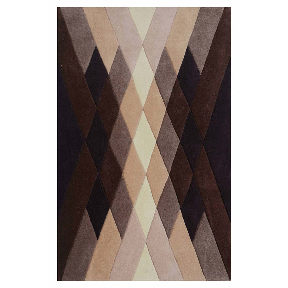 Rugs, (Presto), ICHT1122C6X9, Brown, Beige & Ivory Abstract Hand Tufted Wool Carpet-EL 15913-72X108 inches