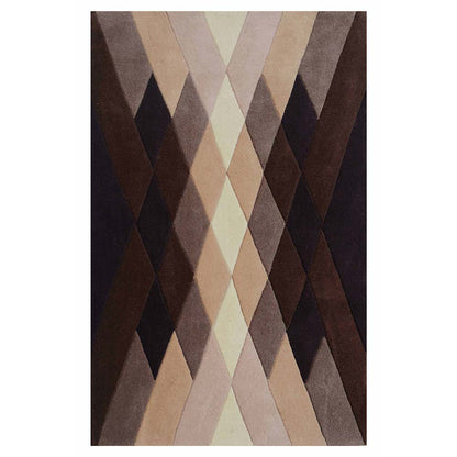 Rugs, (Presto), ICHT1122C5X8, Brown, Beige and Ivory Abstract Hand Tufted Wool Carpet-EL15913-60X96 inches