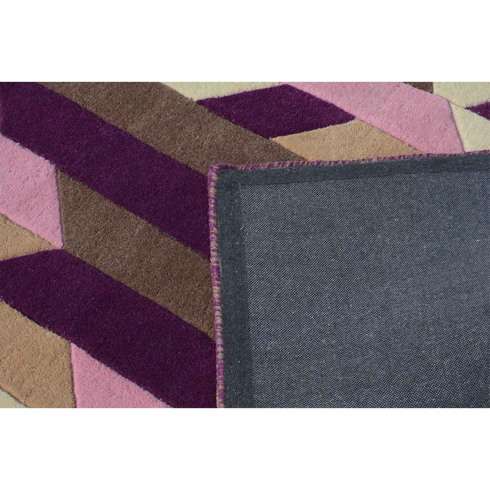 Rugs, (Presto), ICHT1137C5X8, Purple, Pink and Ivory Geometric Hand Tufted Wool Carpet-EL15915-60X96 inches