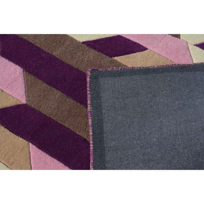 Rugs, (Presto) ICHT1137C2X5, Purple, Pink & Ivory Geometric Hand Tufted Wool Carpet - EL15915