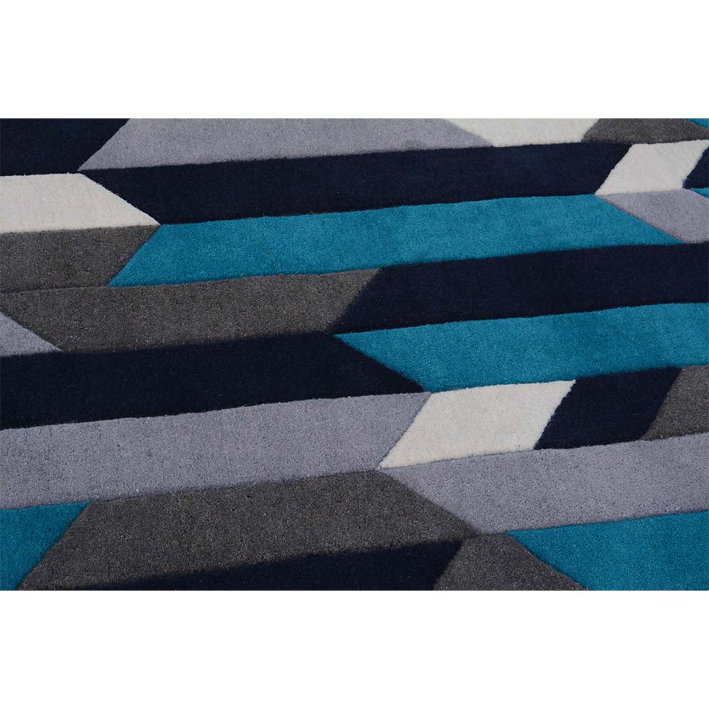Rugs, (Presto), ICHT1139C3X5, Blue, Grey & White Geometric Hand Tufted Wool Carpet-EL15916-36X60 inches