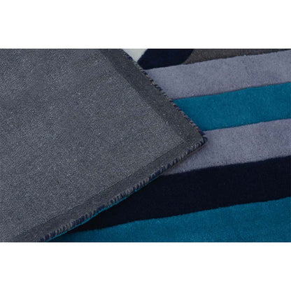 Rugs, (Presto), ICHT1137C6X9, Blue, Grey & White Geometric Hand Tufted Wool Carpet-EL 15916-72X108 inches