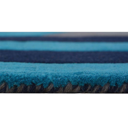 Rugs, (Presto), ICHT1139C3X5, Blue, Grey & White Geometric Hand Tufted Wool Carpet-EL15916-36X60 inches