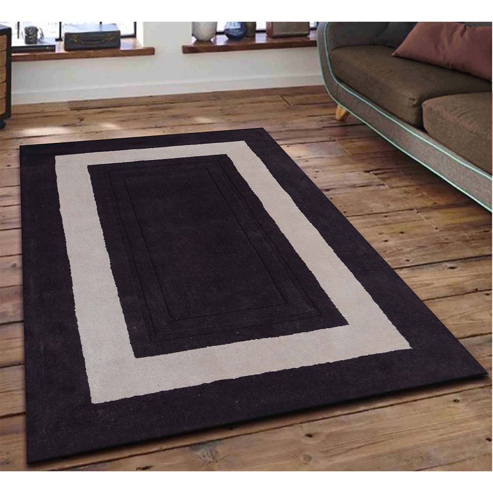 Rugs, (Presto), ICHT1142C4X6, Brown & Beige Solid Hand Tufted Wool Carpet-EL15917-48X74 inches
