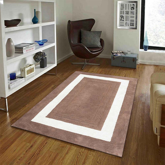 Rugs, (Presto), ICHT1143C5X8, Mouse & White Solid Hand Tufted Wool Carpet-EL15918-60X96 inches