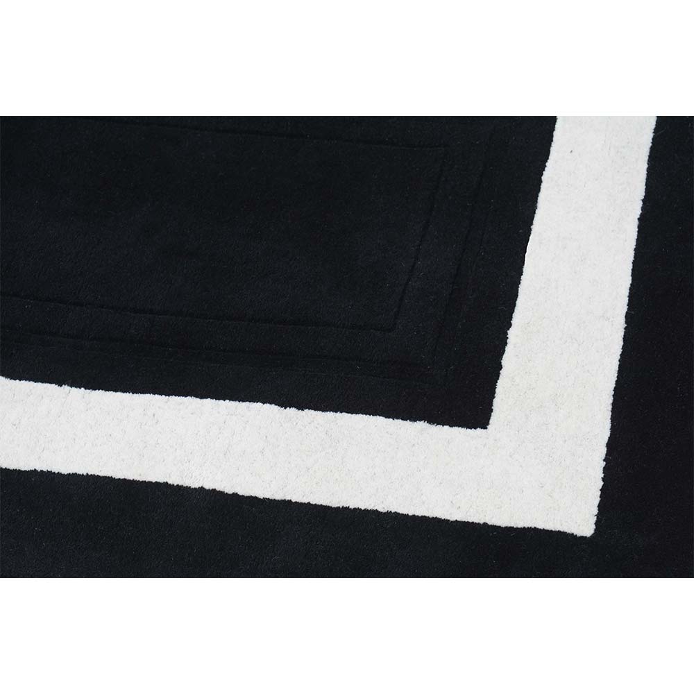 Rugs, (Presto) ICHT1145C2X5, Black & White Solid Hand Tufted Wool Carpet- EL15919