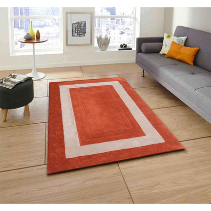 Rugs, (Presto), ICHT1146C4X6, Orange & Beige Solid Hand Tufted Wool Carpet-EL15920-48X72 inches