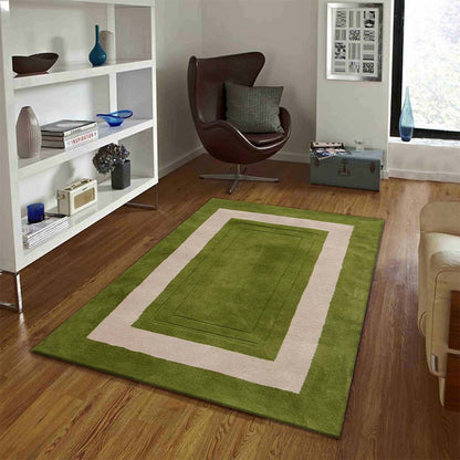 Rugs, (Presto), ICHT1148C3X5, Green & Beige Solid Hand Tufted Wool Carpet-EL15921-36X60 inches