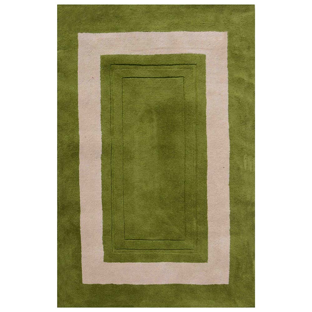 Rugs, (Presto), ICHT1148C5X8, Green & Beige Solid Hand Tufted Wool Carpet-EL15921-60X96 inches