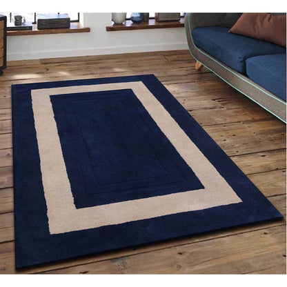 Rugs, (Presto), ICHT1149C4X6, Blue & Beige Solid Hand Tufted Wool Carpet-EL15922-48X72 inches