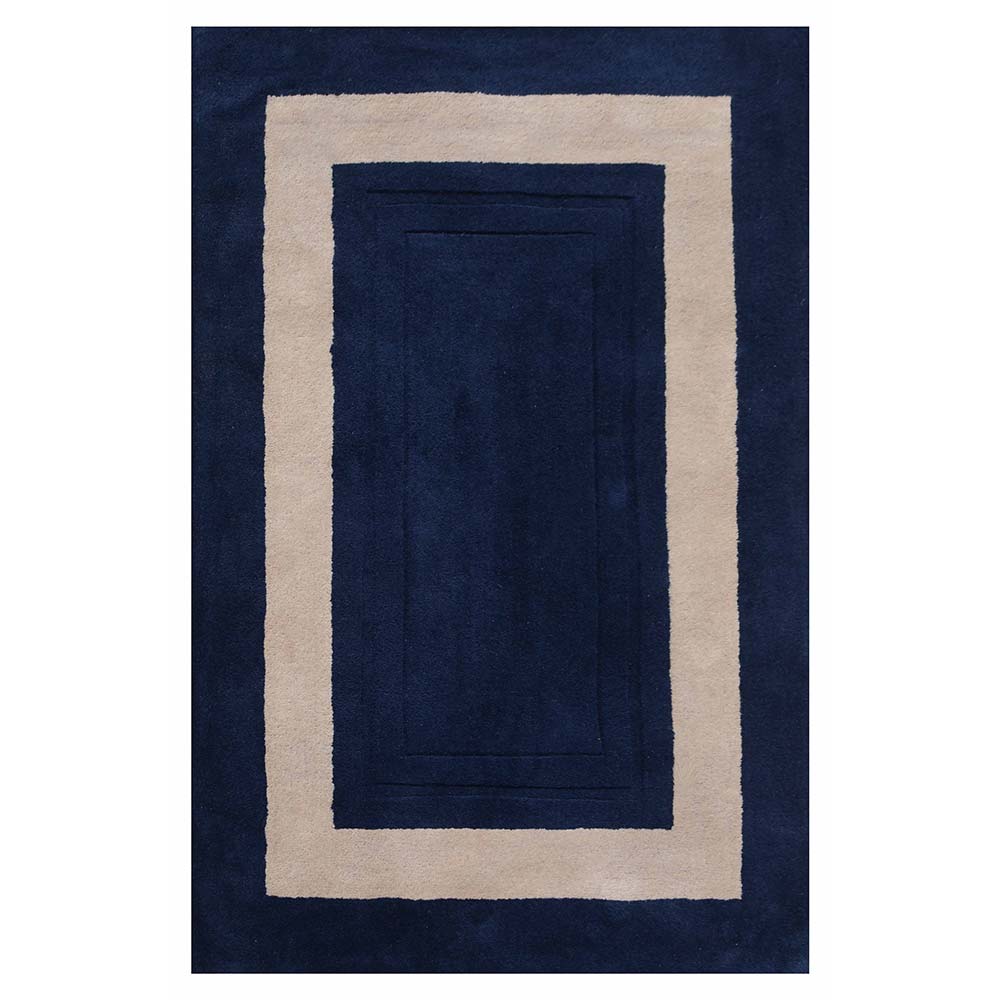 Rugs, (Presto), ICHT1149C4X6, Blue & Beige Solid Hand Tufted Wool Carpet-EL15922-48X72 inches