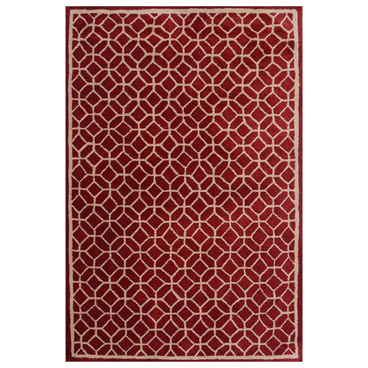 Rugs, (Presto), ICHT1151C4X6, Red & Beige Abstract Hand Tufted Wool Carpet-EL15924-48X72 inches