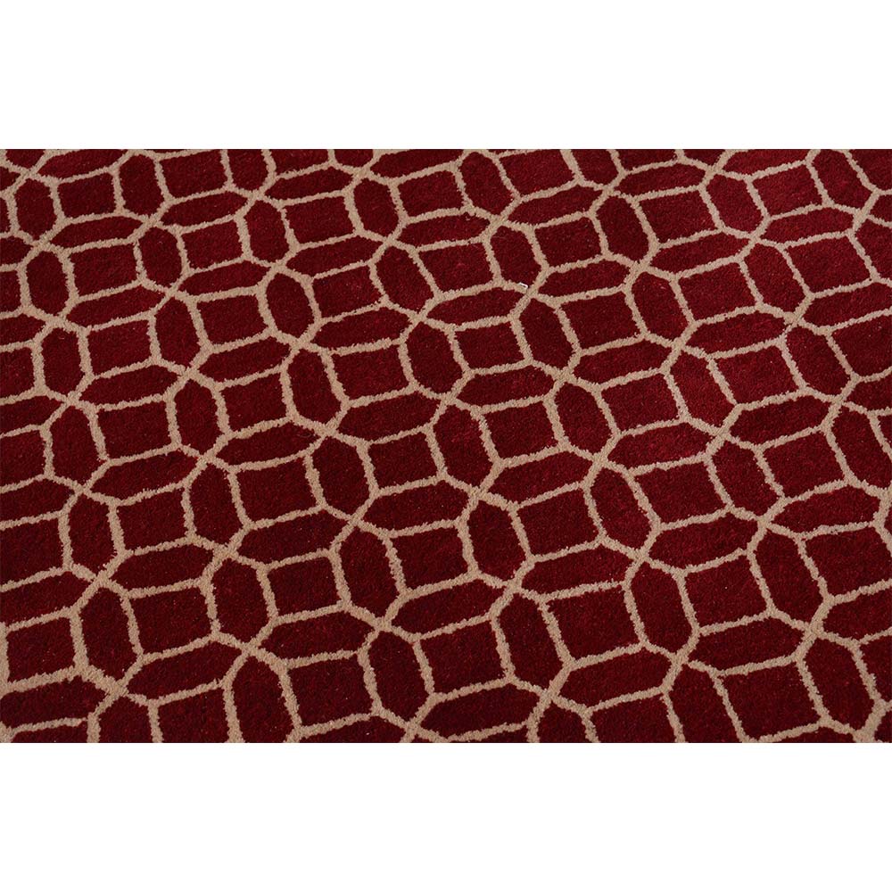 Rugs, (Presto), ICHT1151C4X6, Red & Beige Abstract Hand Tufted Wool Carpet-EL15924-48X72 inches